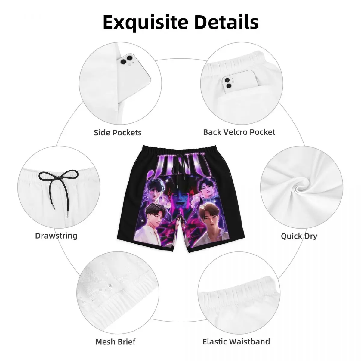 Jinu KPOP Demon Hunters Board Shorts Summer Huntrix Sports Fitness Board Short Pants Male Casual Custom Large Size Swim Trunks