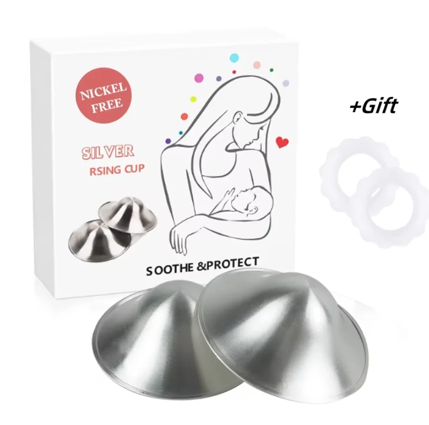 

Серебряные чашки для кормления - щитки для сосков для кормления новорожденных - предметы первой необходимости для грудного вскармливания - защита и успокаивает - трехламинат серебро