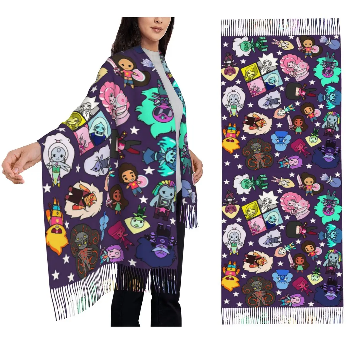 

Хрустальные драгоценные камни, шарф «Вселенная Стивена», шарфы с кисточками, женские мягкие теплые шали и накидки, большая осенне-зимняя шаль