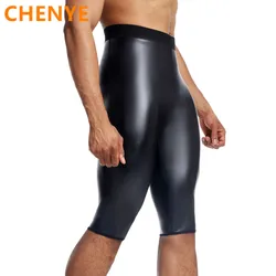 Culotte de contrôle taille haute pour homme, sous-vêtement de compression, short de fitness, culotte en cuir