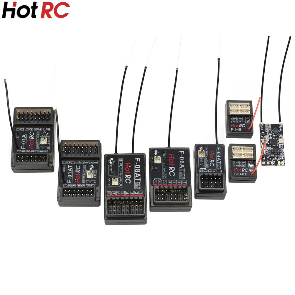 HOTRC 2.4Ghz F-04A F-06A F-08A F-01A F-04AT F-06AT F-08AT F-01AT with Gyro Light 4/6/8Ch Rc Receiver for Hotrc Rc Transmitter