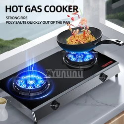 Household Desktop Natural Gas Liquefied Gas Timing Stove Double-Hole Fierce Fire Kitchen Cooker Tool