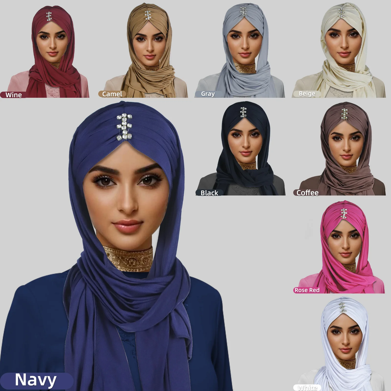 Mode Instant Hijabs Schal Diamant Turban Innere Kappen Untertuch Hijab Motorhaube Muslimische Frauen Headwrap Ein Stück Amira Kopftuch
