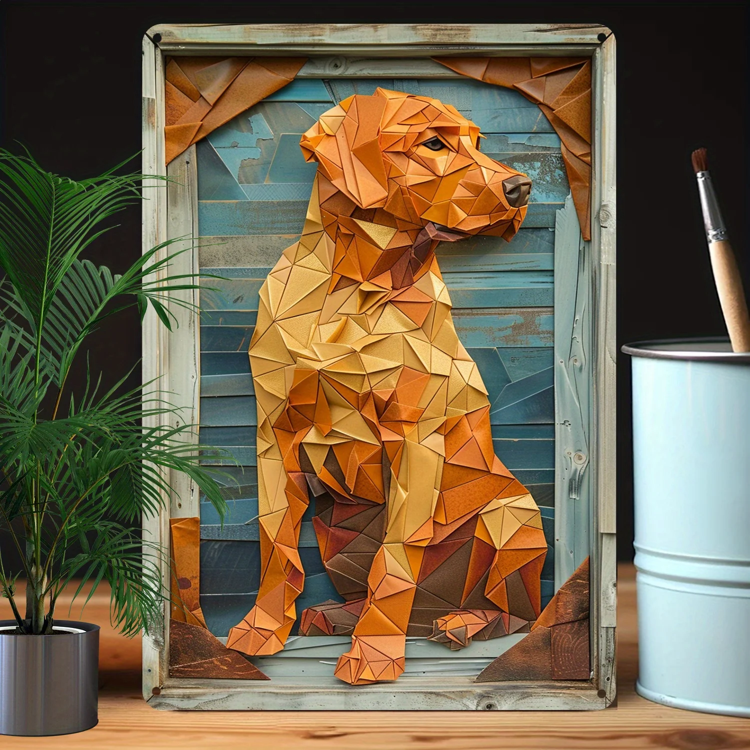 Labrador Retriever Wall Art, Geometric Design, Durable Metal Decor for Home and Office, Bend-Resistant, Ideal for Animal Lovers