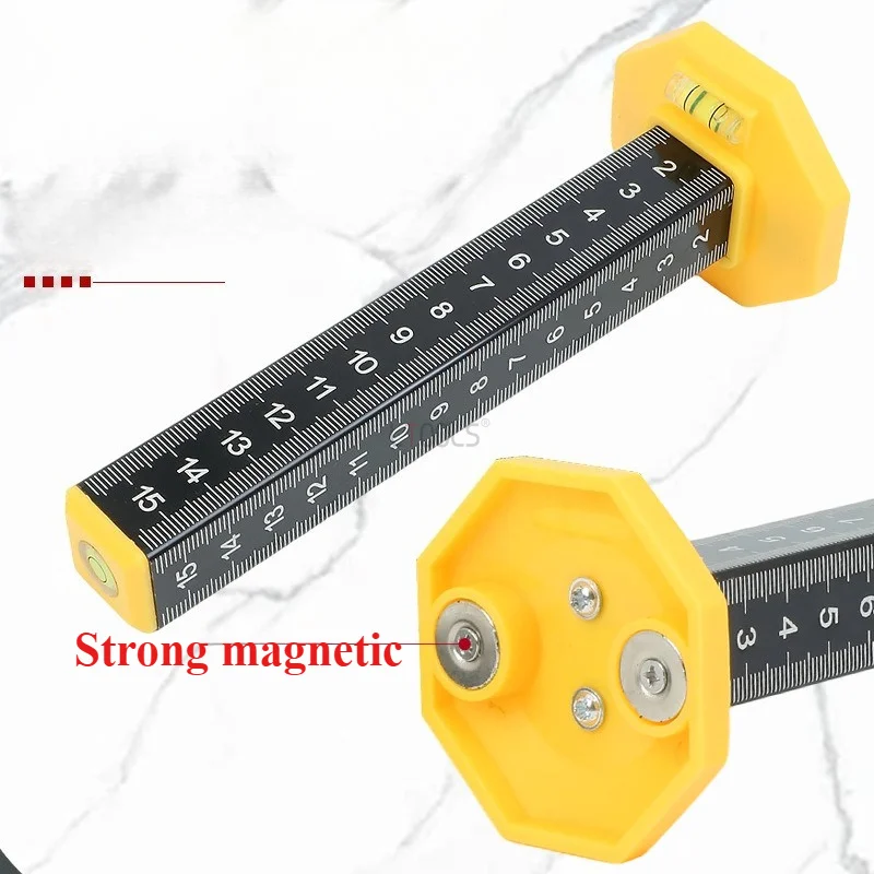 4-Sided Square Equal Height Marking Ruler Magnetic High Precision Laser Grading Tile & Ceiling Level Positioning Gauge Tool view 4