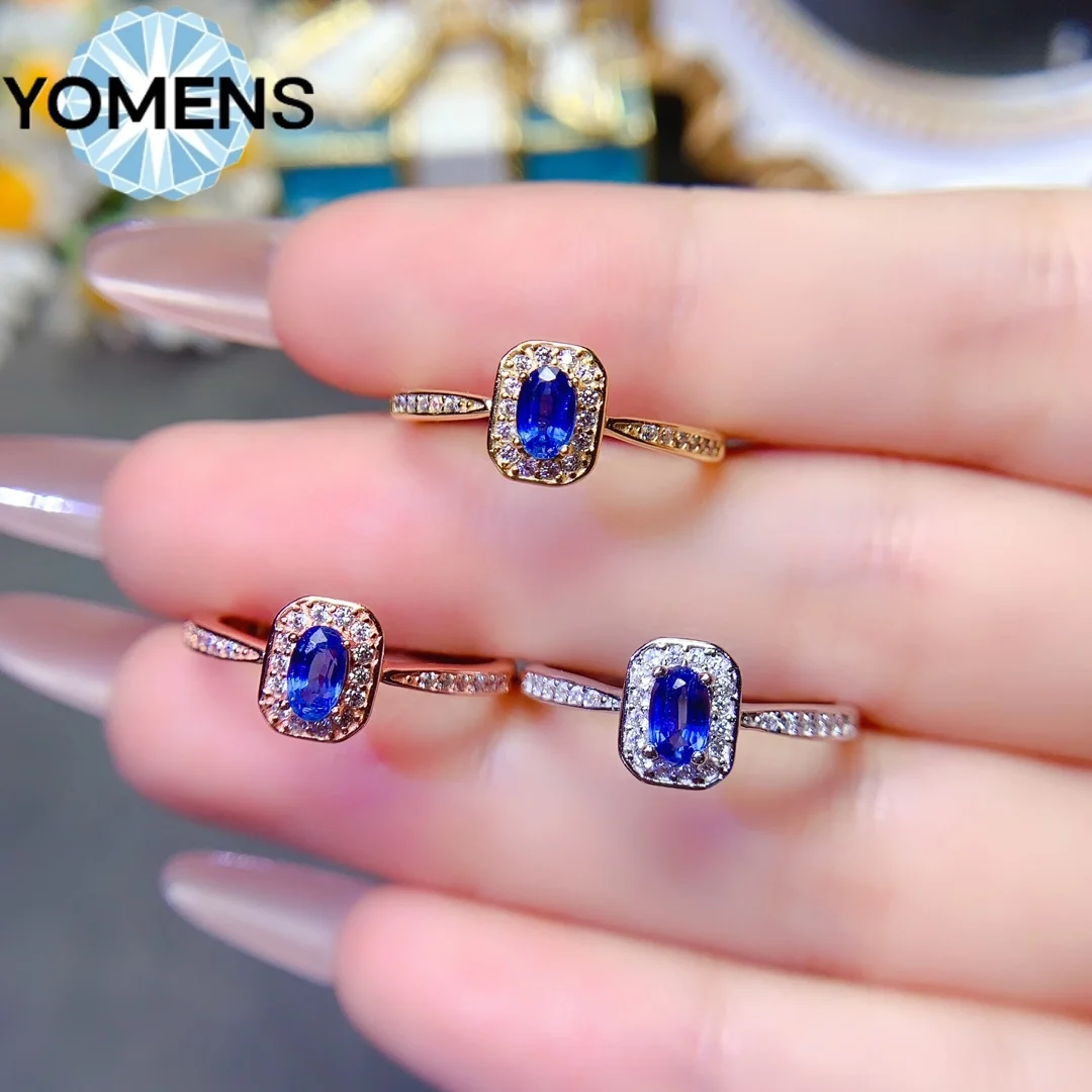 Adjustable blue crystal ring silver 925 engagement ring female luxury 925 silver jewelry with certificate brand replica gem.