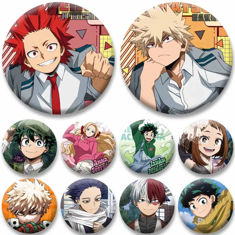 Katsuki bakugou izuku midoriya emblemas dos desenhos animados anime meu herói academia redondo cosplay pino saco decoração jóias broches amigos presentes
