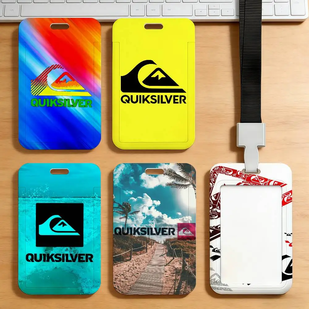 Fashion Q-QuiksilverS Logo Card Holder Student Campus Meal Cards Public Transport Subway Cardcase