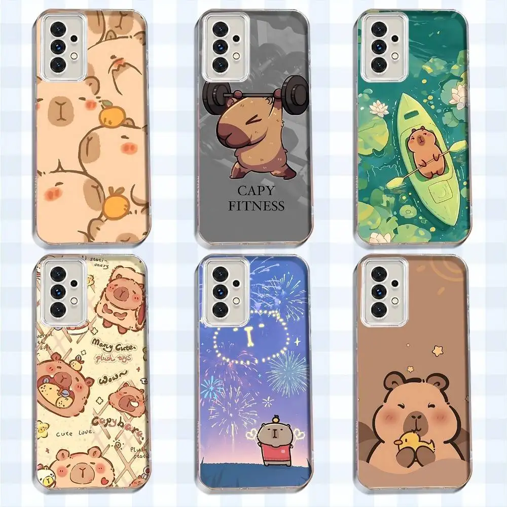 

Funny Cute Pet Capybar Phone Case For Samsung S24,30,21,22,23,20 FE,lite,PIus,Ultra,5G,Note,9,10 Transparent Cover