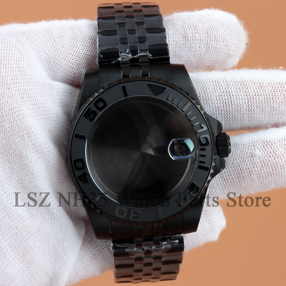 40mm Black Case Jubilee Bracelet Fit Yacht-Master GMT SUB Sapphire Glass Men’s Watch Case For NH34 NH35 NH36 NH38 Movement