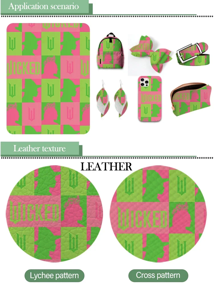 30*22 سنتيمتر غليندا الشريرة و Elphaba مطبوعة نمط الجلود الاصطناعية الصليب Vinly DIY بها بنفسك الشعر القوس مجوهرات القرط الحرفية صنع