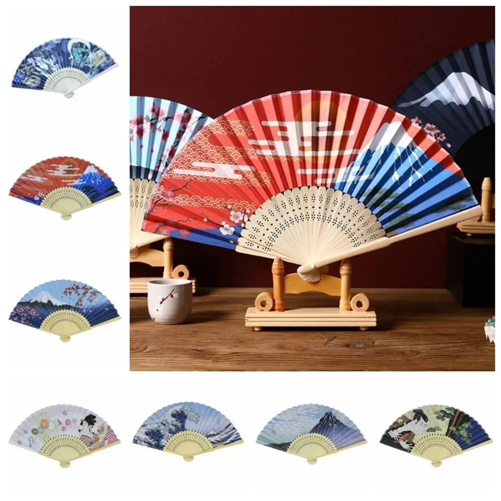 New Bamboo Folding Fan Bamboo Handle Japanese Style Props Fan Home Decoration Paper Fan