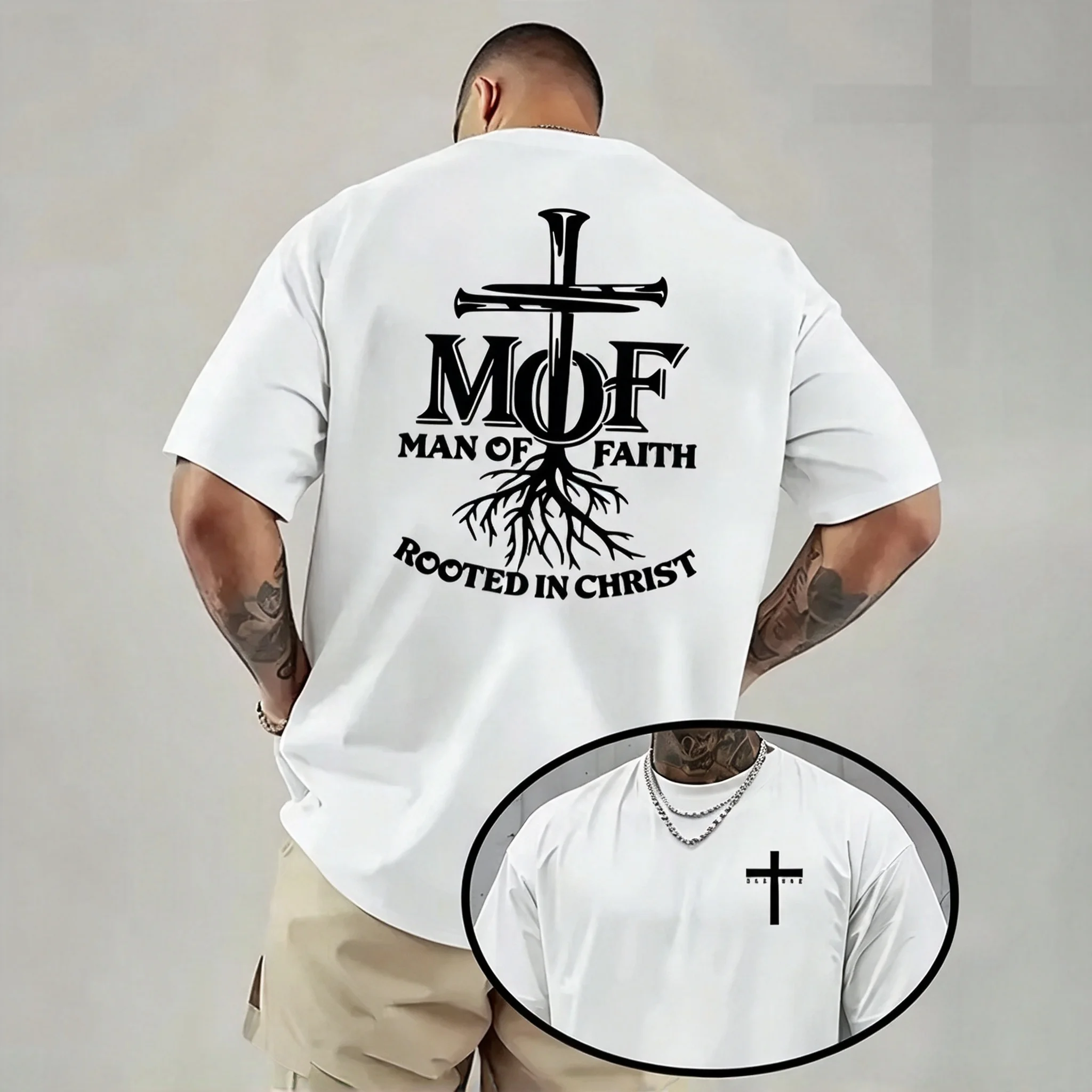 2026 Faith Cross Graphic T Shirt, Oversized Short Sleeve Tee, Inspirational Lion Print Casual Tops For Men Women and Kids Adults