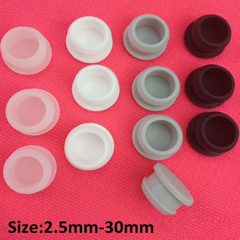 2.5mm-30mm Silicone Rubber Hole Cap Plug Cover Snap-on Gasket Blanking End Caps Seal Stopper Black/White/Grey/Transparent