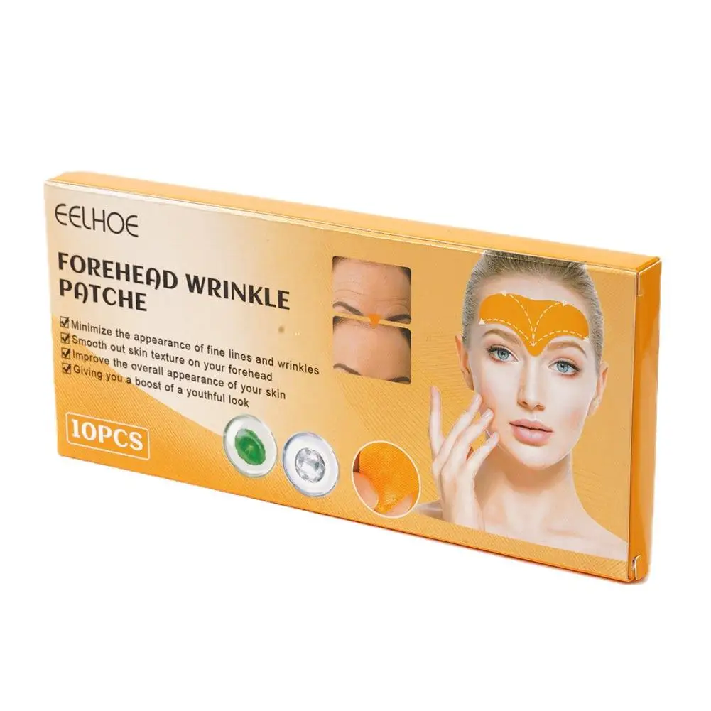 10pcs/box Forehead Wrinkle Patch Lightening Forehead Wrinkle Gel Patch Hydrolyzed Collagen Firming Mask Facial Stickers Skincare