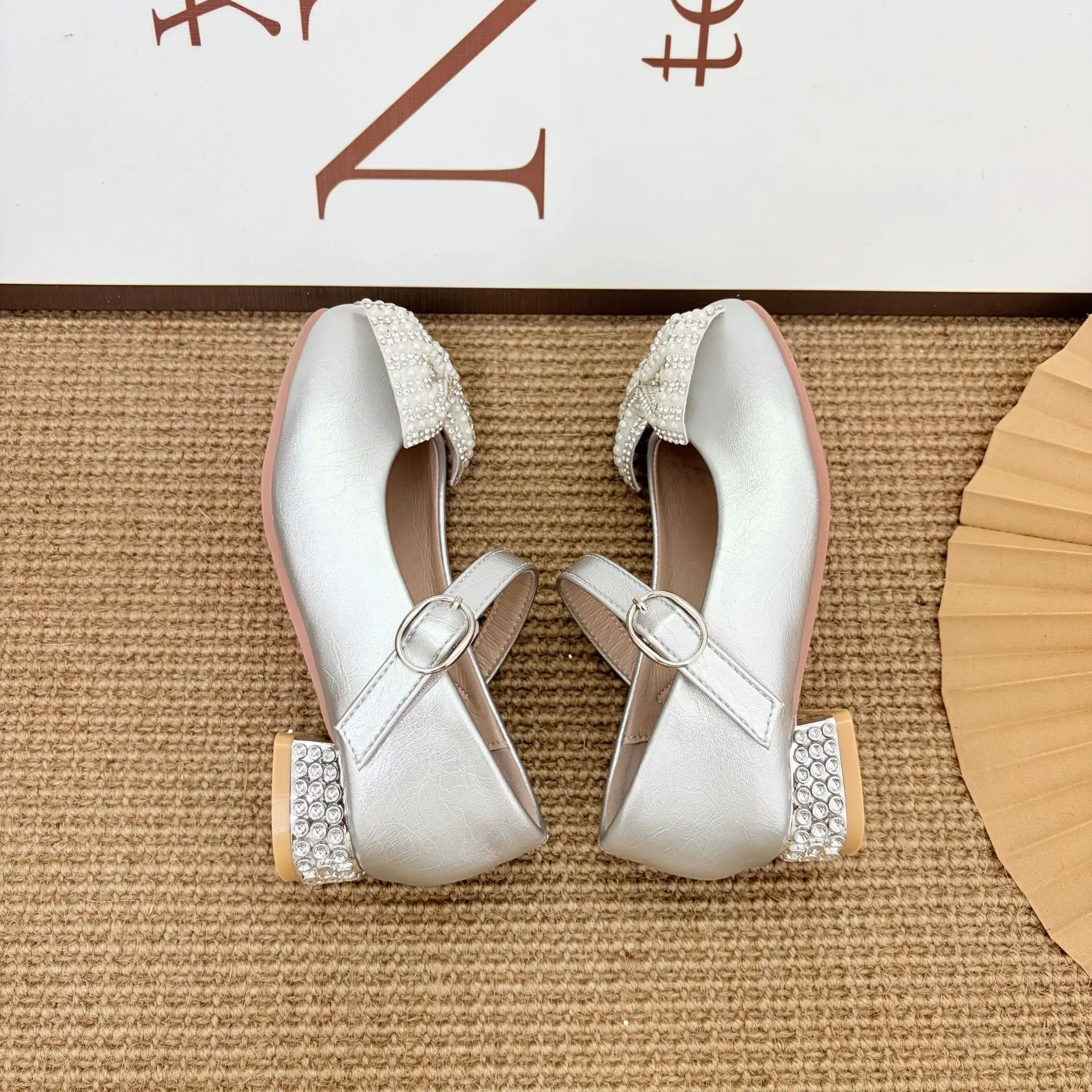 Kids'Casual Shoes Girls PU Leather Sequin Spring Bow Fashion Outdoor High Heels Breathable Anti-slip Designer Silver Size 23-35