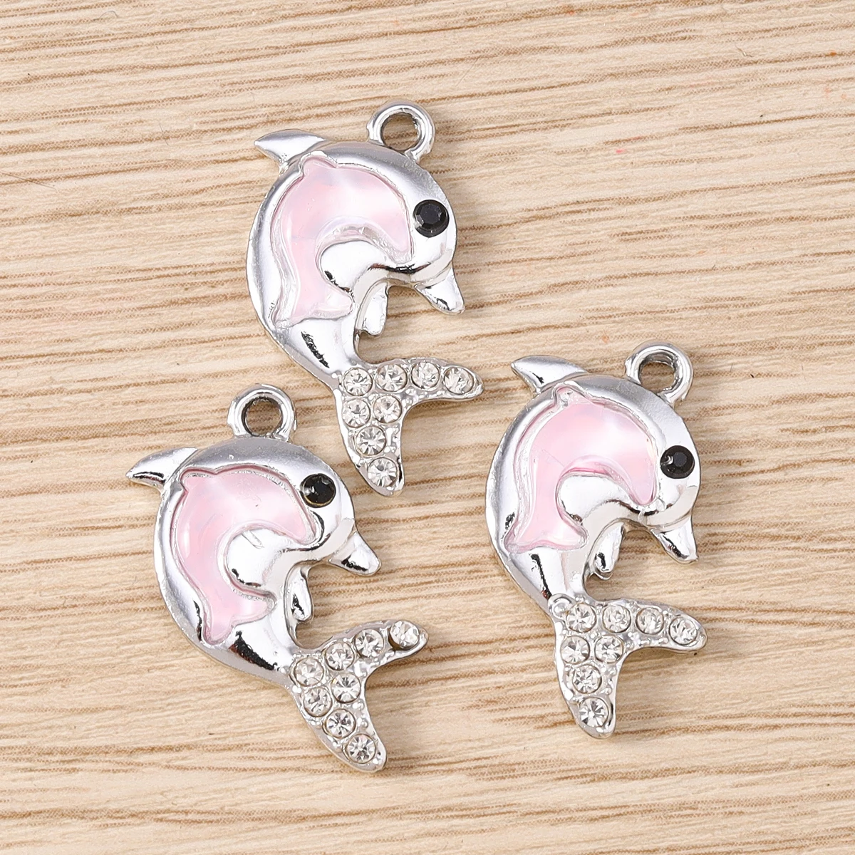 Tusember 10 Stück Ozean-Strand-Feinkristall-Delfin-Anhänger für Halsketten, Ohrringe, Armbänder, Anhänger, handgefertigte Schmuckherstellung, Bastelarbeiten – Detail 4