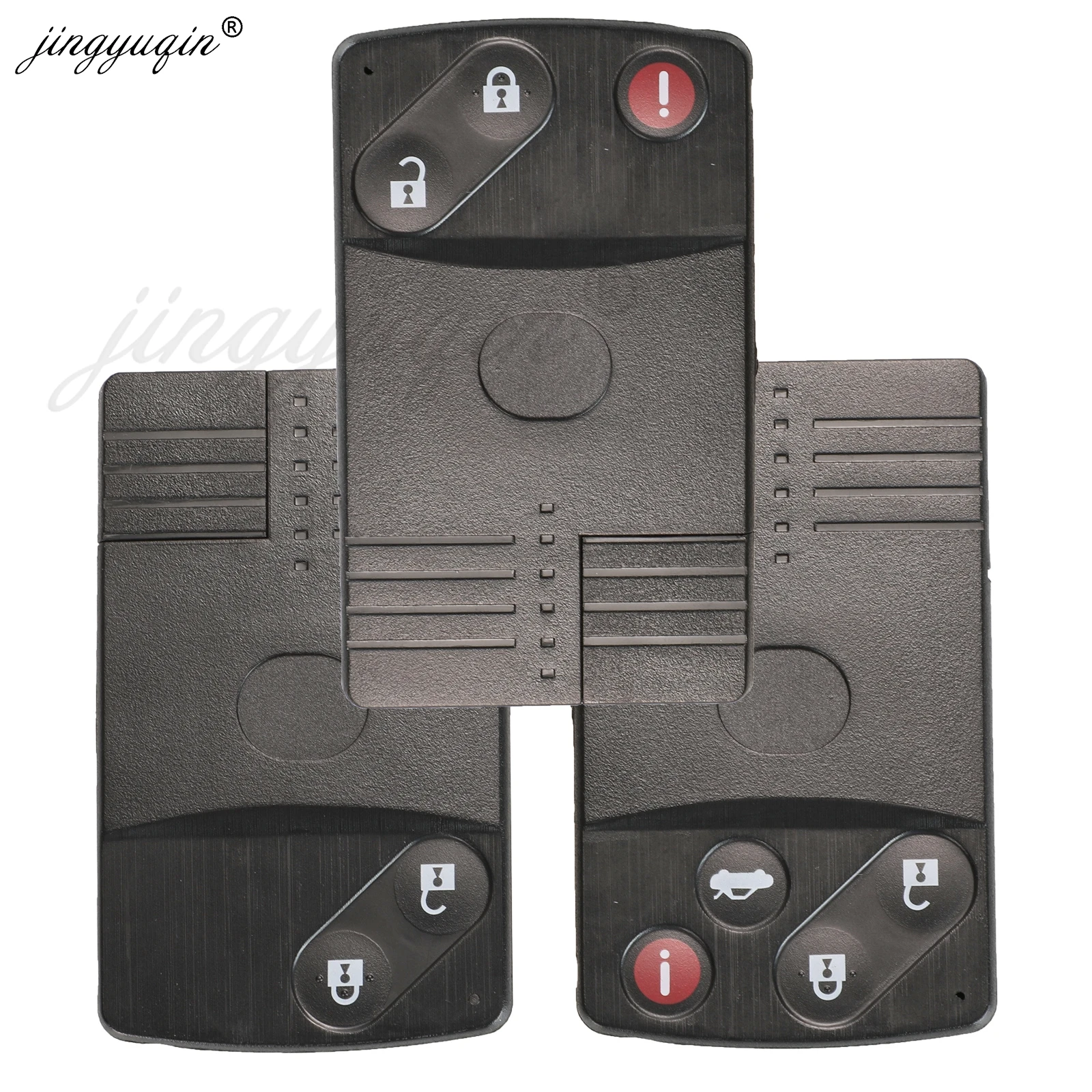 

jingyuqin Replacement Remote Smart Key Card Shell 2 / 4 Buttons for Mazda 5 6 CX-7 CX-9 RX8 Miata MX5 Uncut Blade FOB Case