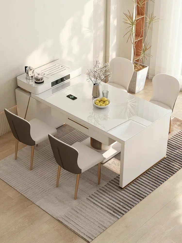 Advanced Mahjong Table, Fully Automatic Island Platform, Rock Plate, Expandable Dining Table, Dual Use Modern Simple Tea Making