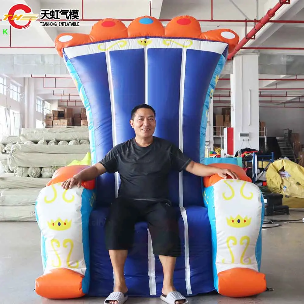 Boys Theme Inflatable Bouncer Throne Chair with Blower Custom Made Giant Inflatable Chair Replica