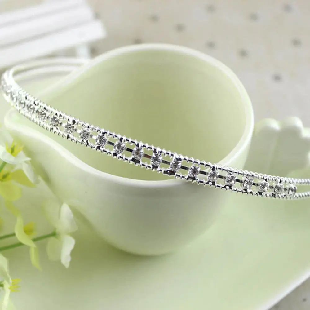 Girls Women Hair Band Headband Crystal Metal Silver Color Shine Jewelry Hair Accessories