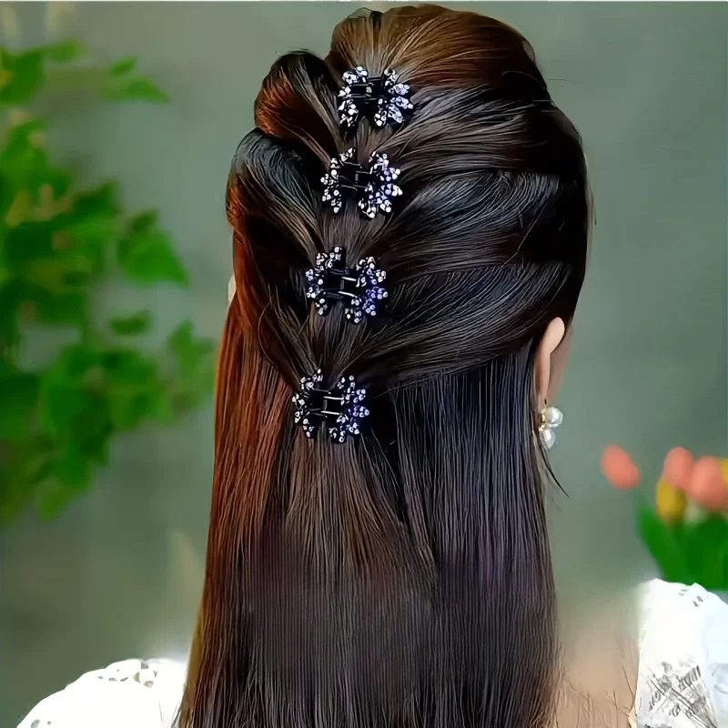 

4 шт., мини-заколки для волос с цветами и бриллиантами, высококачественные заколки для волос с затылкой на затылке, заколка для волос для женщин, головные уборы, подарки, аксессуары для волос