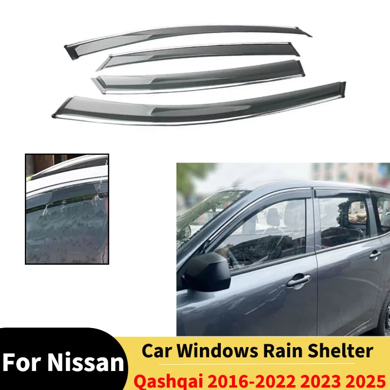 

Car Windows Rain Shelter Shield for Nissan Qashqai 2016-2022 2023 2025 Window Deflector Cars Accessories Window Visor Awnings