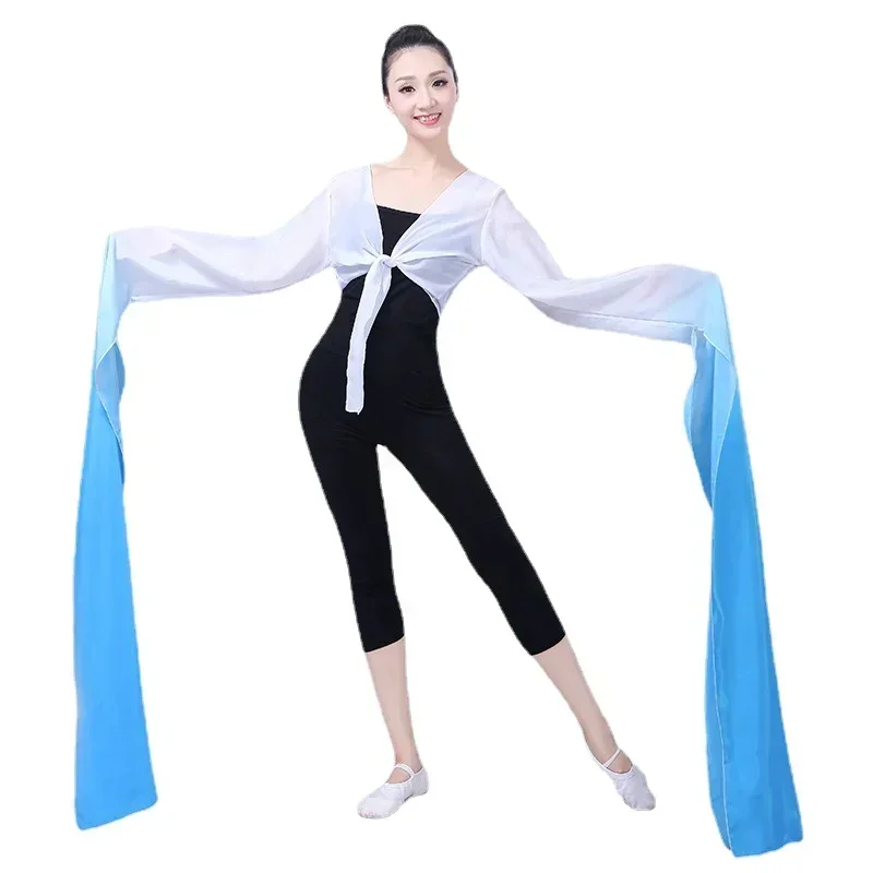 다색 Hanfu 워터 슬리브 성인 어린이를위한 클래식 베이징 오페라 티베트어 댄스 연주 연습 Yangko Clothes