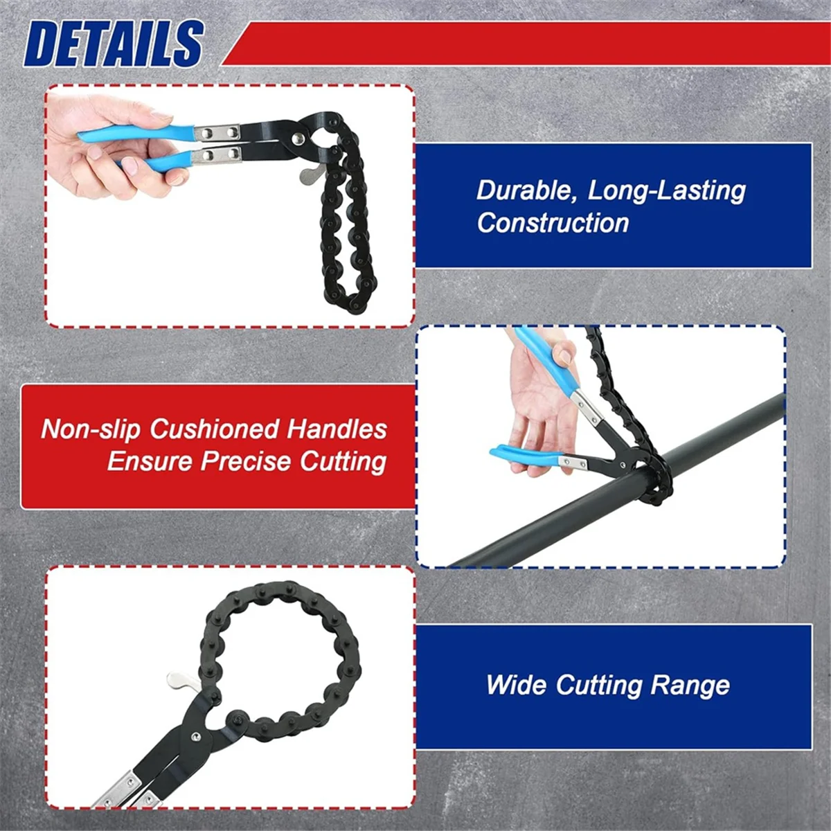 Y31A 범용 배기 파이프 커터 공구 (3/4인치 ~ 3-1/4인치 파이프용) 체인 머플러 커터 - 차량 내외에서 사용하기 적합