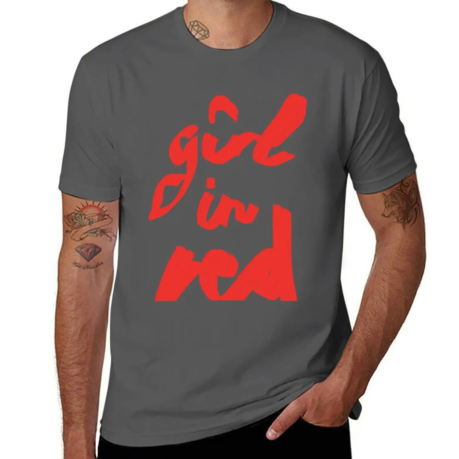 

girl in red brush logo T-Shirt T-Shirt funny t shirts cotton anime t shirts oversize man t shirts graphic T-Shirt