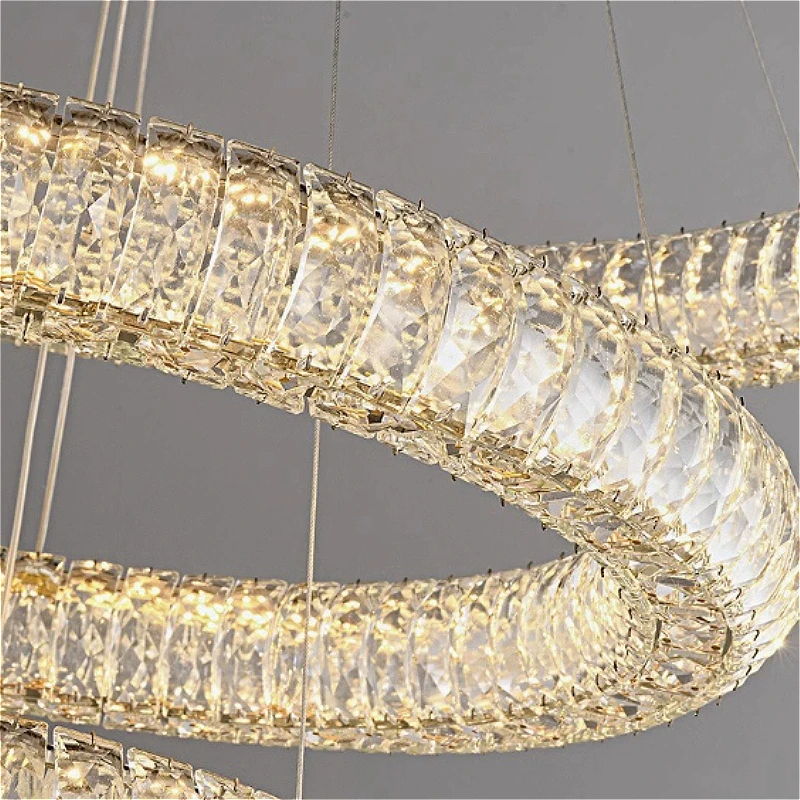 Restaurant Design Crystal Circle LED Ceiling Pendant Lights Living Room Villa Lobby Hanging Lamp Home Decor Lamps Factory Outlet