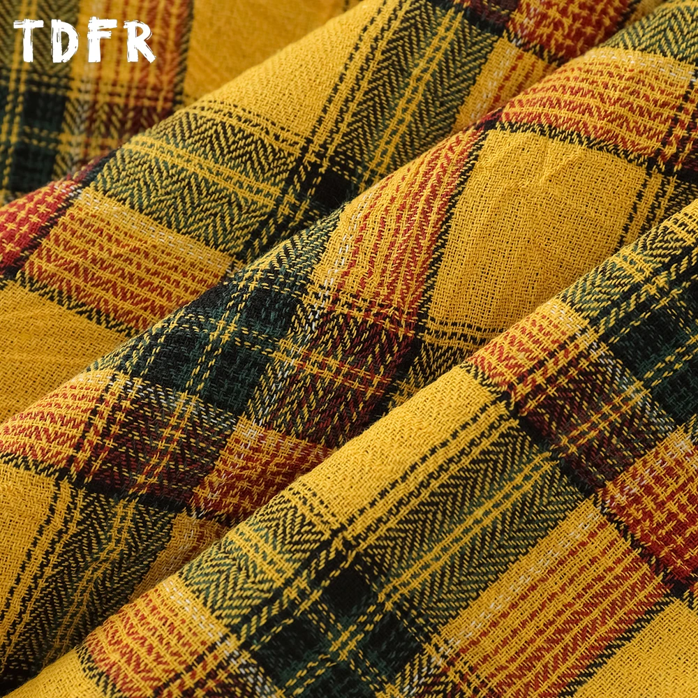 Camisas xadrez de bolso masculinas outono retro casual algodão único breasted solto manga longa camisa verificada homem