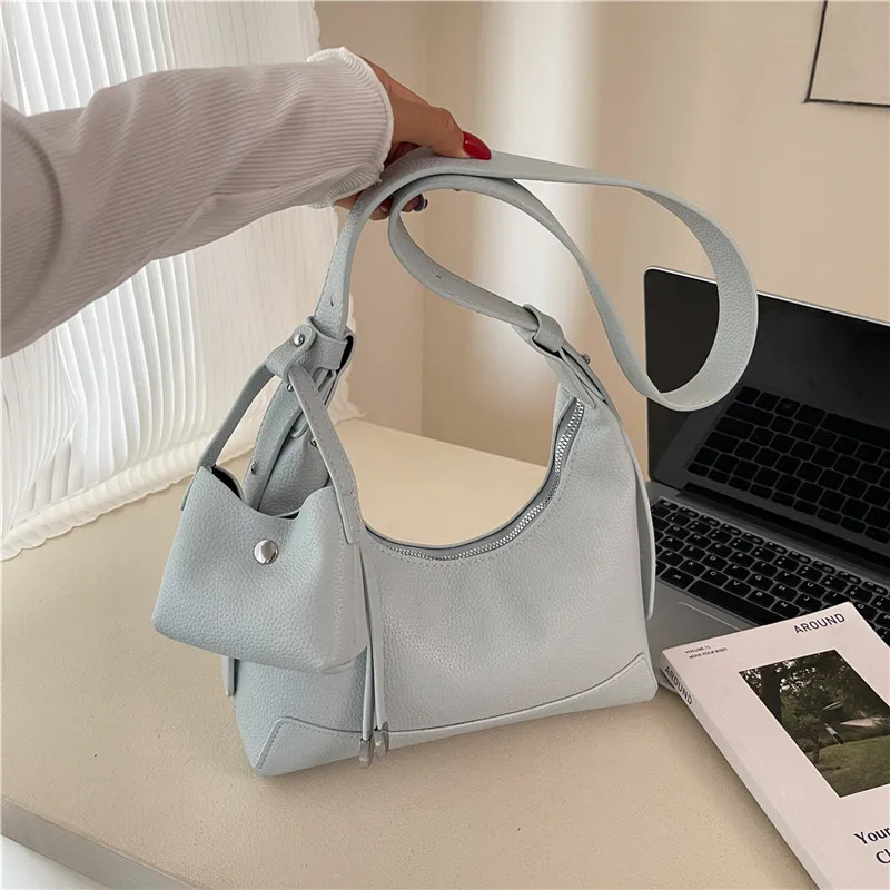 Chic 2025 Pebbled PU Leather Shoulder Bag for Women, Luxury Boho Crossbody Purse, Elegant Underarm Bag for Fall Daily Use​
