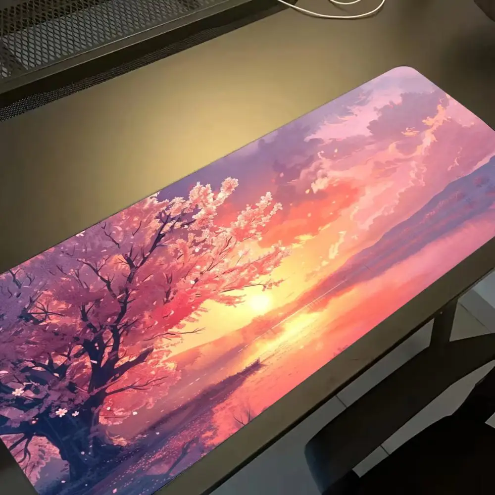 Sunset Landscape Play Mat Long Mouse Pad Mouse Mat Pc Accesories Table Mat Gaming Desk Decor Laptop Mat Keyboard Cushion