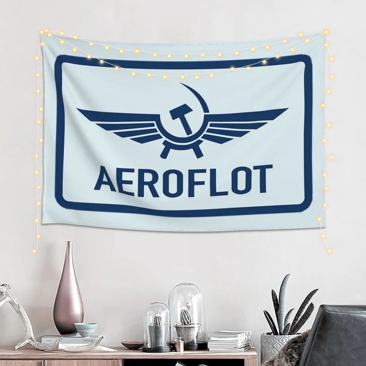 Aeroflot Aviation Russe Pilote Aerospace Aviateur Tapestry Hippie Wall Hanging Aesthetic Home Decoration Tapestries Living Room