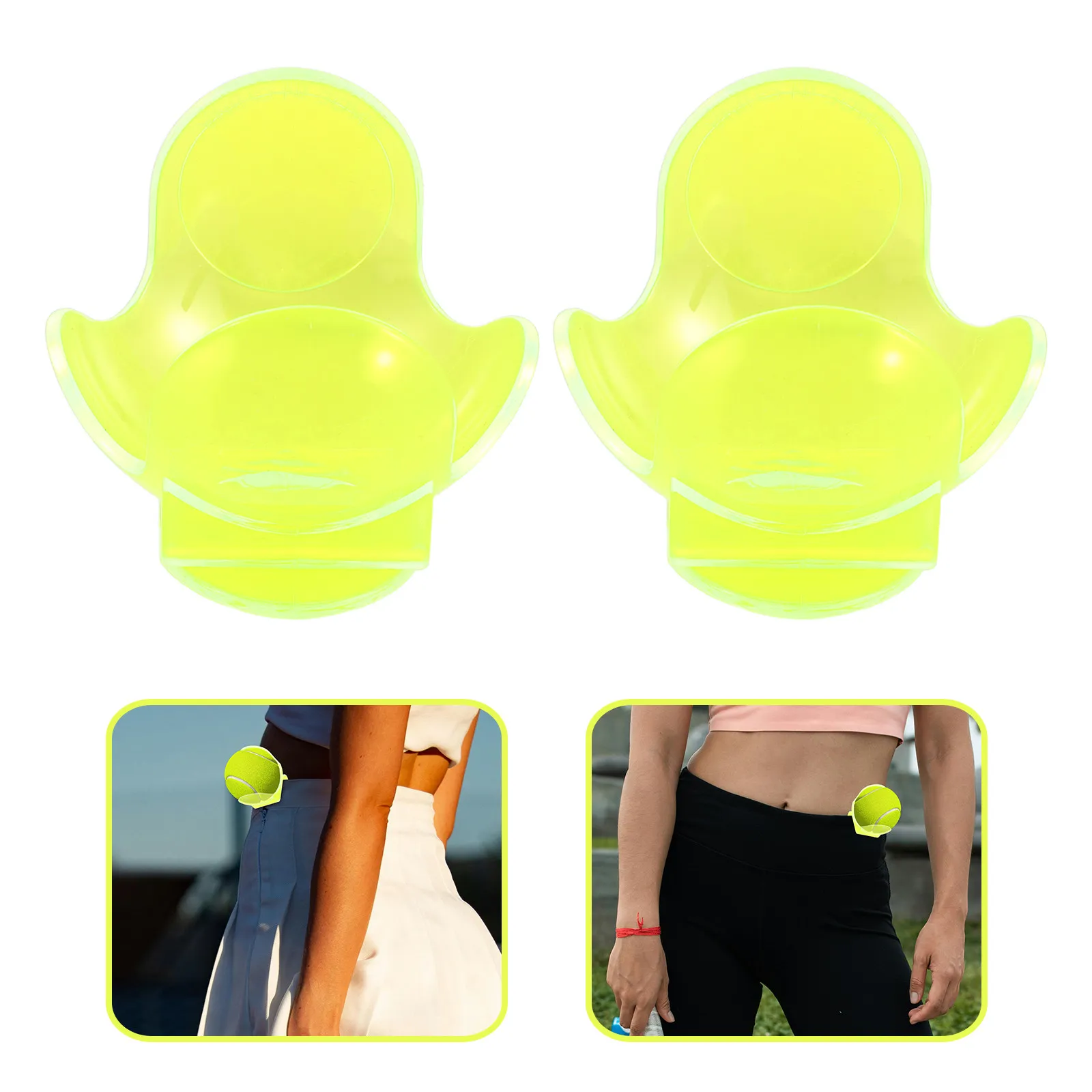 

2Pcs Fluorescent Yellow Tennis Ball Clip Portable Waistband Holder Secure Fit for Training and Match Use Tennis Equipment Holder