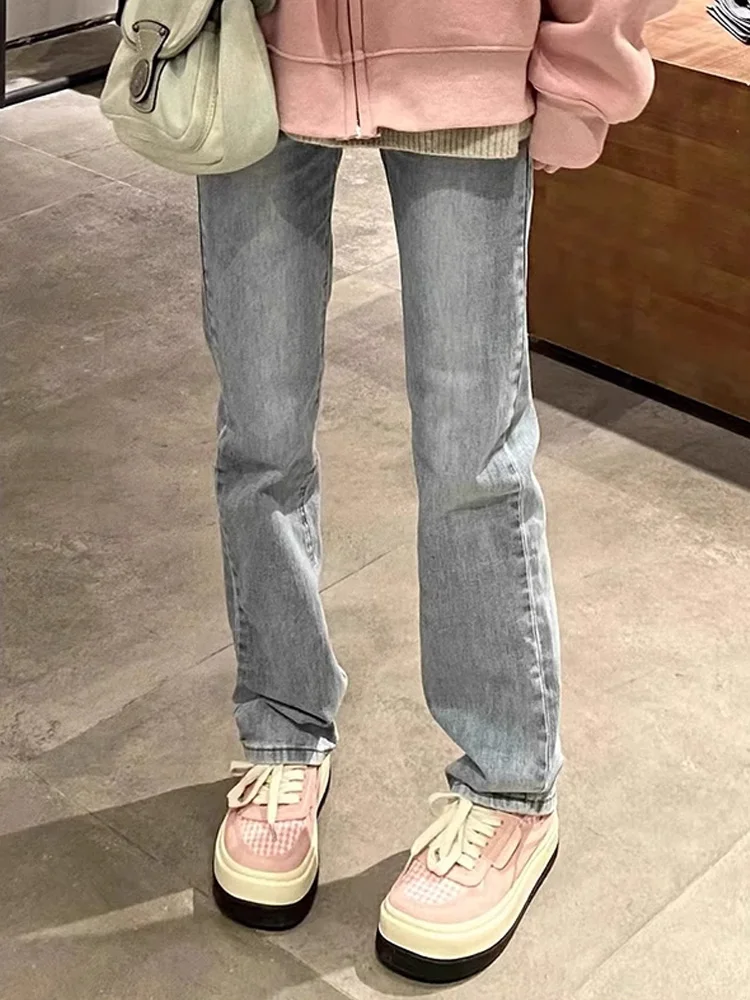 

Высокие мужские джинсы 60 см, облегающие прямые джинсы, зимние молодежные модные расклешенные брюки в американском стиле High Street Vibe со средней заниженной талией