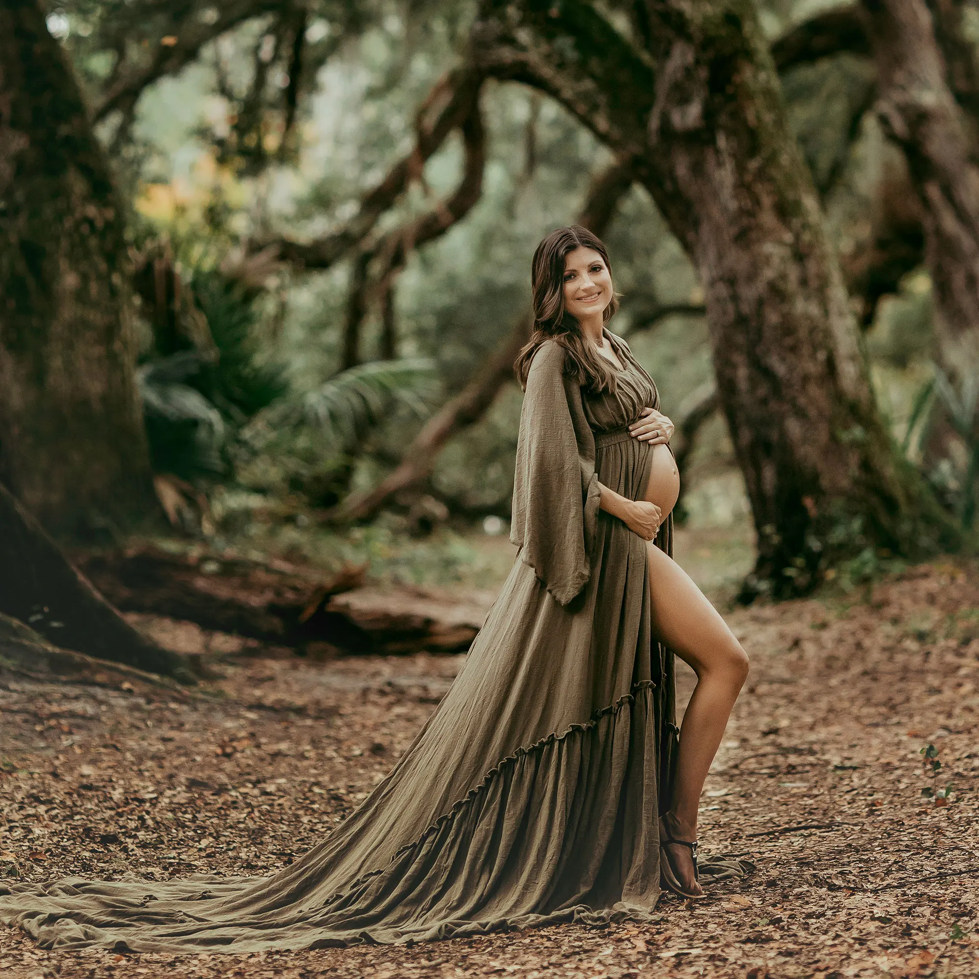 Don&Judy コットンマタニティドレス写真撮影用フロントスリットロングドレス妊婦用ベビーシャワー結婚式ビーチ写真撮影用ガウン