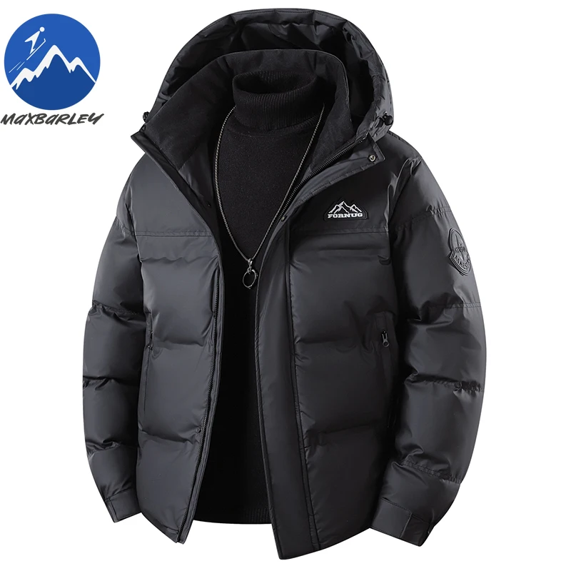 

Maxbarley Winter 90% White Duck Down Jacket Men's Hooded Casual Windproof Waterproof Youth Fashion Parka High Quality Outerwear