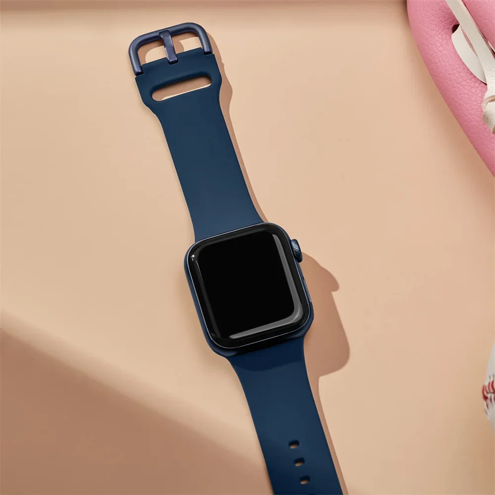 Sport strap For Apple Watch Ultra 3-2-1 49mm 44mm 45mm 40mm 41mm 42-46mm Classic bands Silicone iwatch series 11 10 9 8 7 6 5 SE image 4