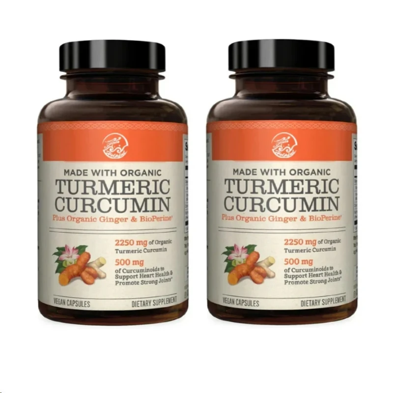 60 Capsules of Natural Curcumin and Black Pepper Supplements for Joint Support, Antioxidants, and Anti-aging Properties