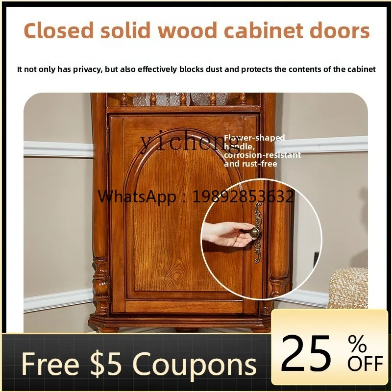 

ZZ wood corner cabinet triangular living room corner rack storage locker living room decoration