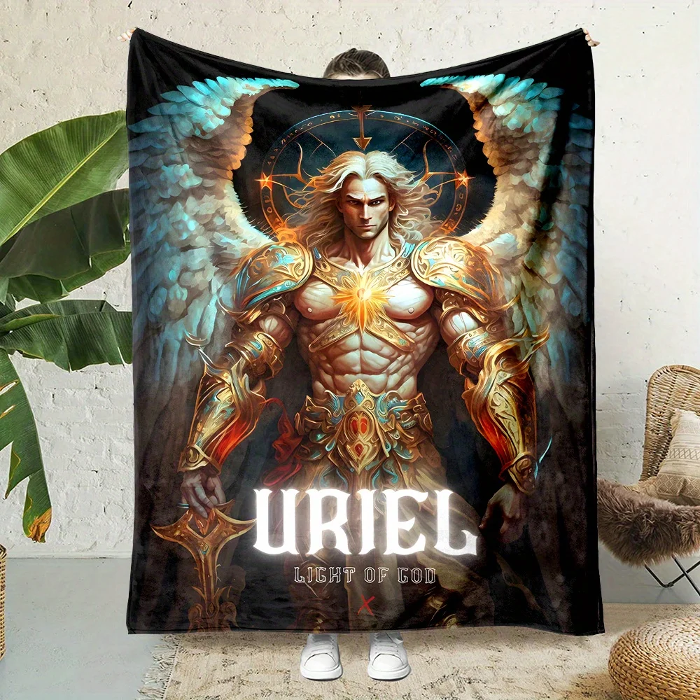 Uriel Angel of God Print Flannel Throw – Soft Reversible Contemporary Blanket ，Digital Print for Home Decor – All-Season Comfort
