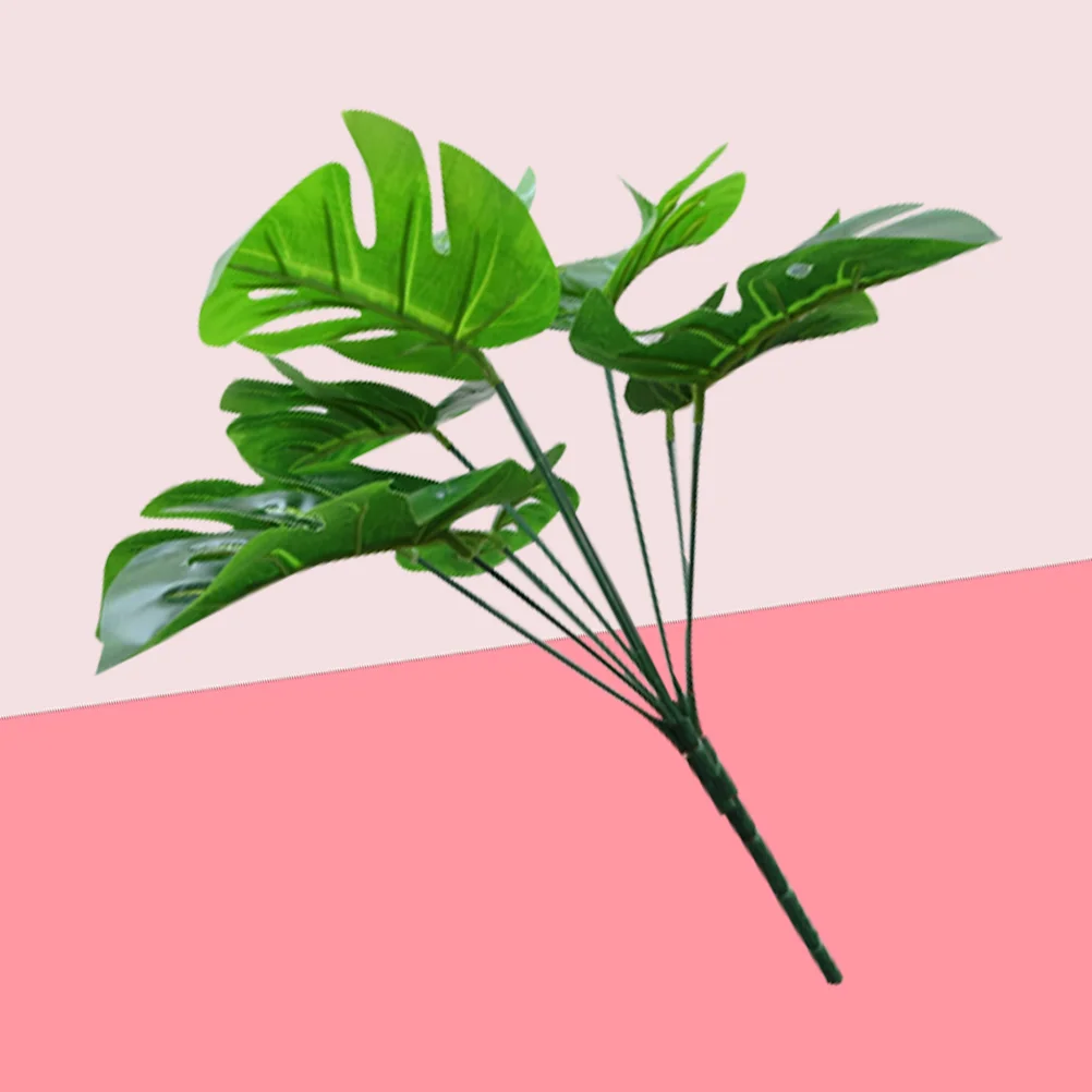 Ghirlanda verde a 9 teste Foglia artificiale di Monstera Foglie tropicali Decorazione Simulazione finta per ufficio domestico