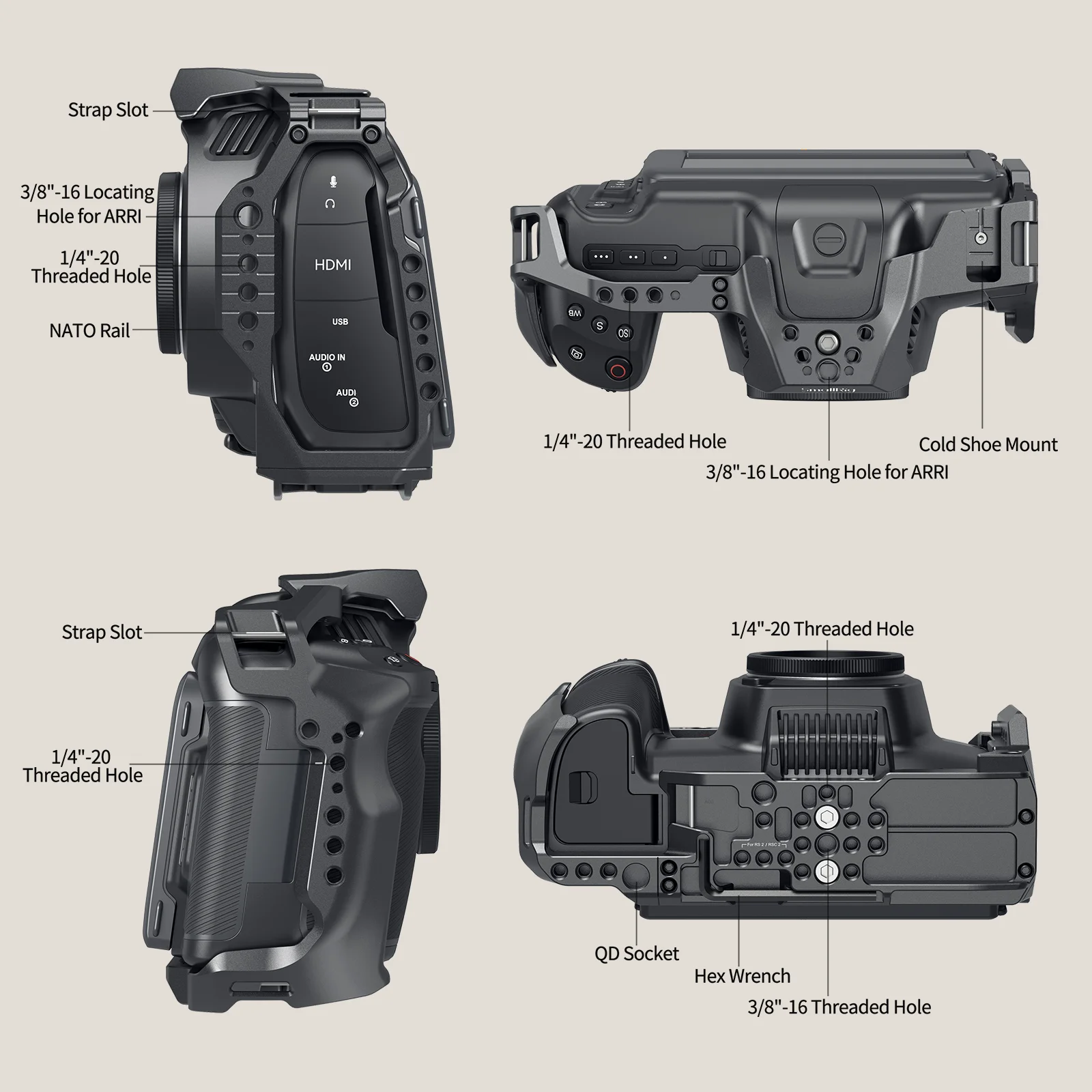 SmallRig Camera Cage for Blackmagic Design Cinema 6K Full Cage Can Transforms Half Cage for BMPCC 6K with Lens Mount Protection