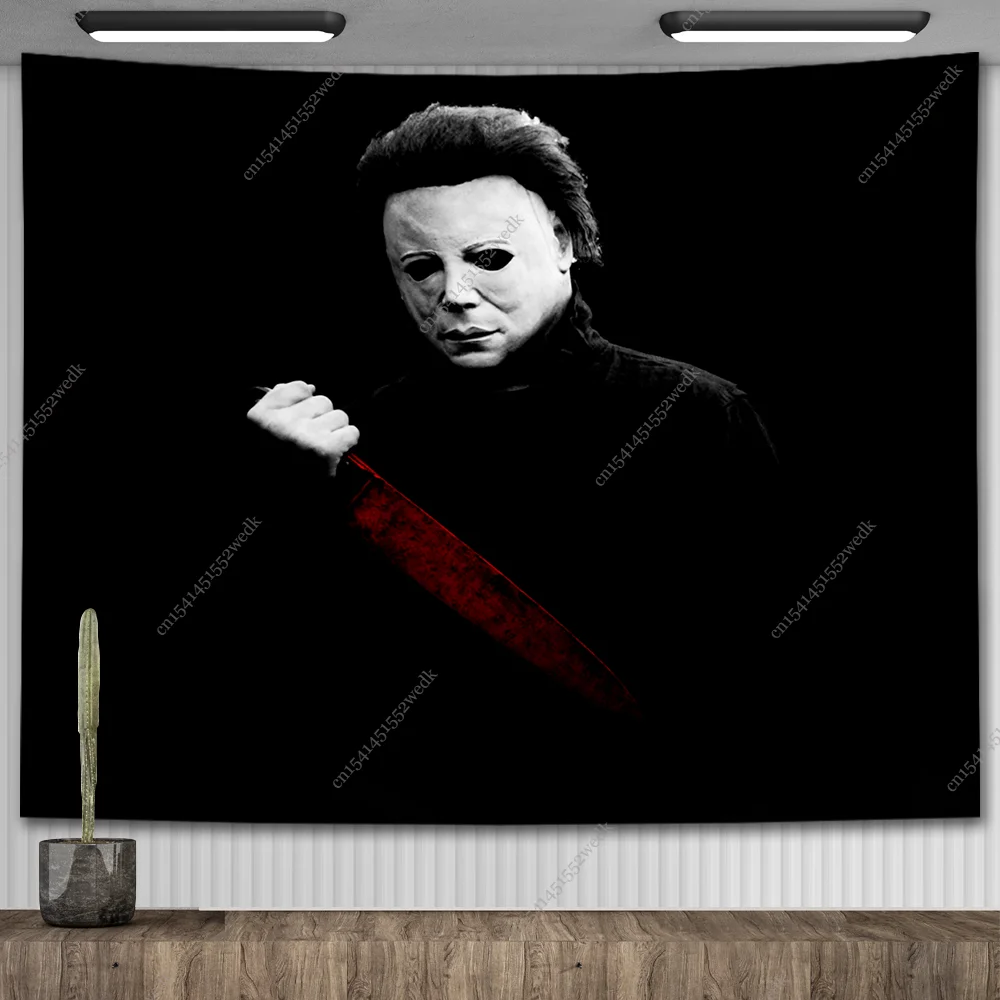 Halloween Michael Myers Tapestry Aesthetic Room Decoration Horror Movie Posters Wallpapers Party Background Cloths For Home