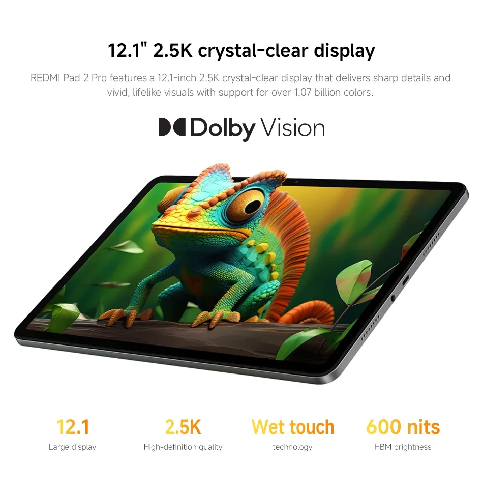 Global Version Xiaomi Redmi Pad 2 Pro Global Version 128GB 256GB Snapdragon 7s Gen 4 Mi Tablets 12000mAh 33W Charging 12.1" 2.5K
