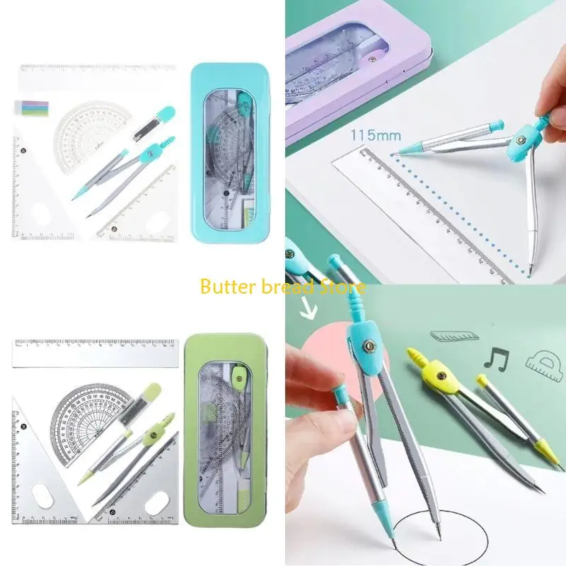 

W89C 7Pcs Math Geometry Set and Mathematics Set with Metal Geometry
