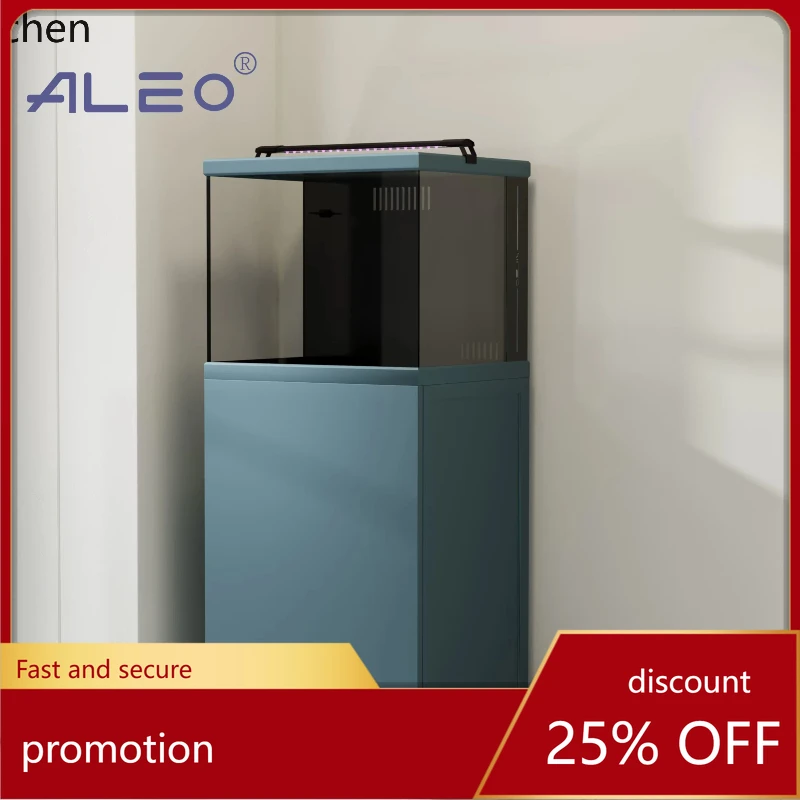 

HT современный минималистичный небольшой ультра-белый нижний фильтр с обратным переливом небольшой квадратный резервуар экологический аквариум украшение для гостиной