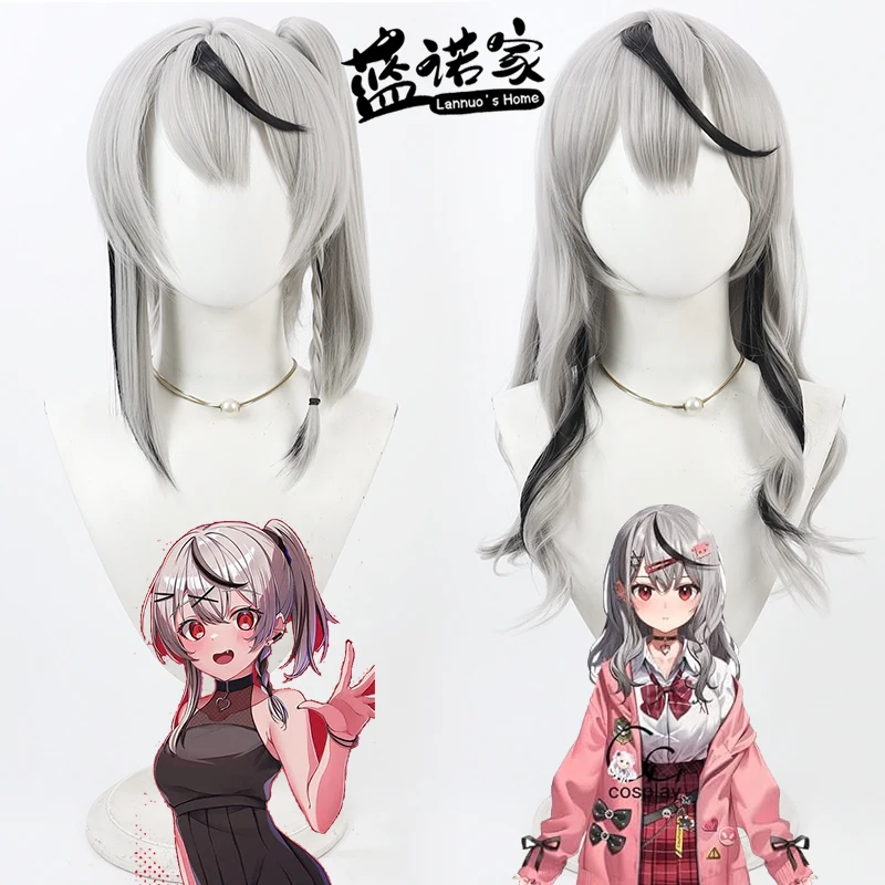 NIJISANJI Virtual YouTube Sakamata Chloe Cos Parrucca Cosplay Halloween Carnevale Party Prop Fibra resistente al calore per capelli sintetici